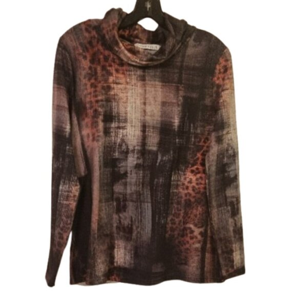 Coco Y Club Size Med Multicolor Abstract animal print pattern Top - Picture 3 of 6